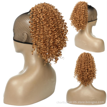 Wholesale Chorliss 130g Natural Color Wavy Ponytail For Women And Kids Curly Short Drawstring Ponytail Hair Synthetic Extensions